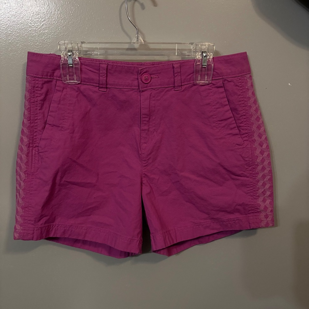 Eddie Bauer Purple Embroidered RipStop Shorts Utility Pockets (Women 14)